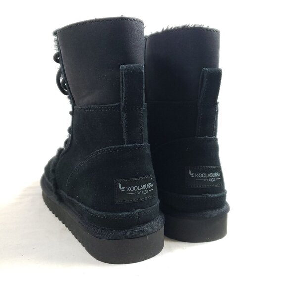 Koolaburra By UGG Womens Size 6 Black Suede Faux Fur Lace-Up Ankle Boots - Picture 5 of 9